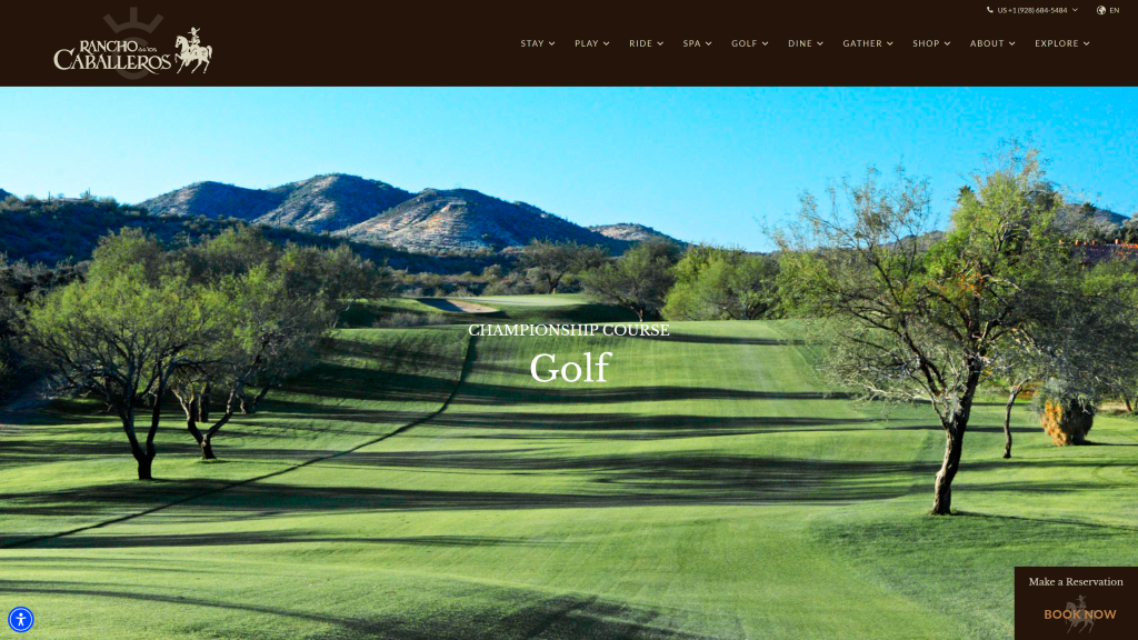 screenshot of the Los Caballeros Golf Club homepage
