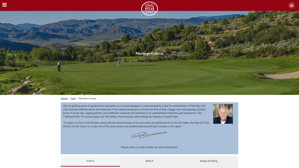 screenshot of the Red Sky Ranch and Golf Club Norman course best public golf courses in colorado homepage