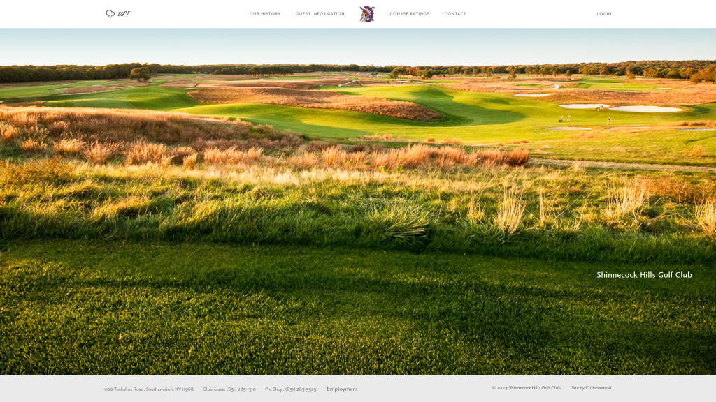 screenshot of the Shinnecock Hills Golf Club best golf courses in New York. homepage