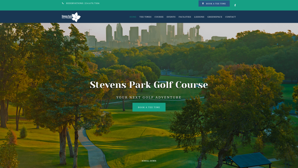 screenshot of the steven spark golf homepage
