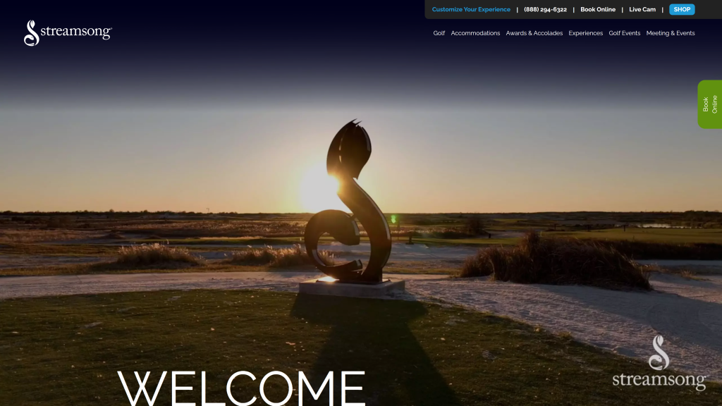 screenshot of the stream song resort best golf resorts in us homepage