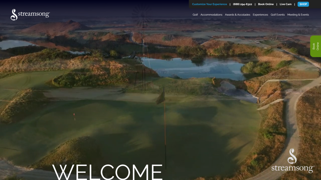 screenshot of the streamsong resort homepage