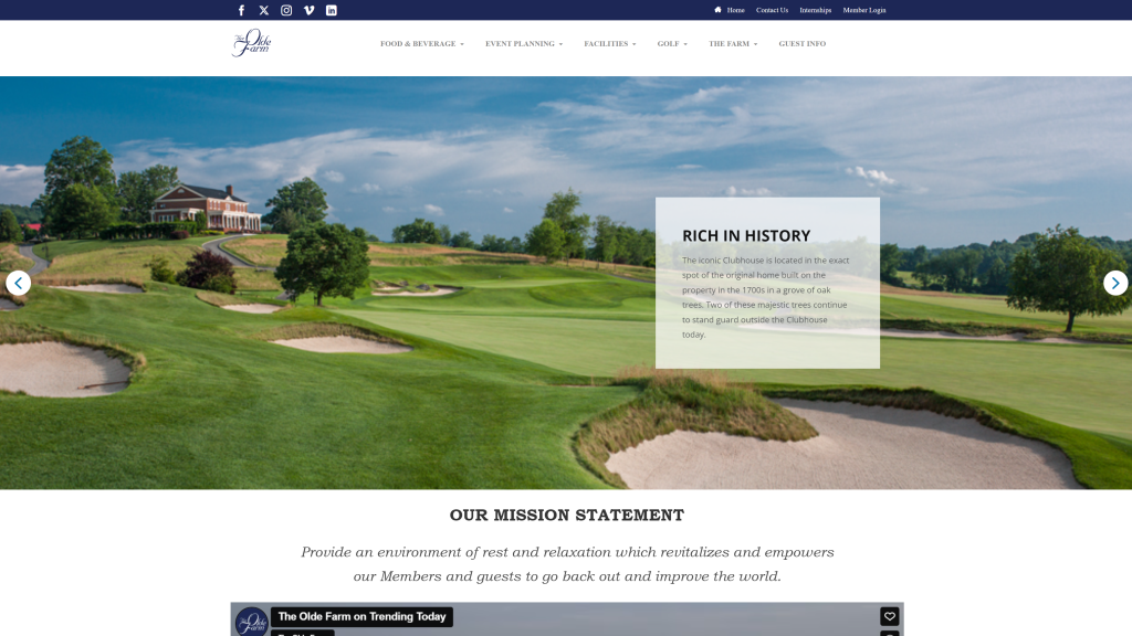 screenshot of the oldefarm homepage