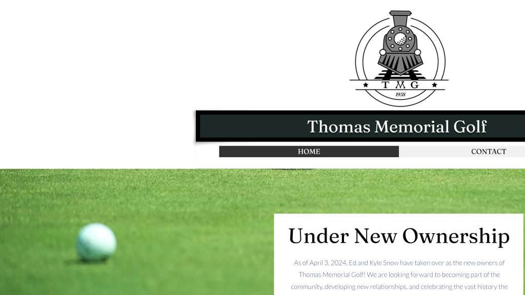 screenshot of the Thomas Memorial Golf & Country Club nicest golf courses in massachusetts homepage 