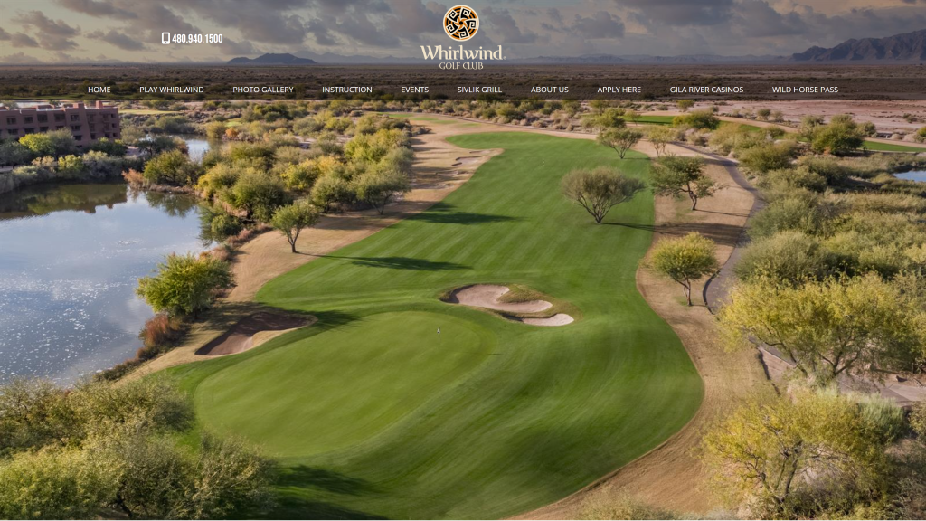 screenshot of the Whirlwind Golf Club, Devil's Claw best public golf courses in arizona homepage