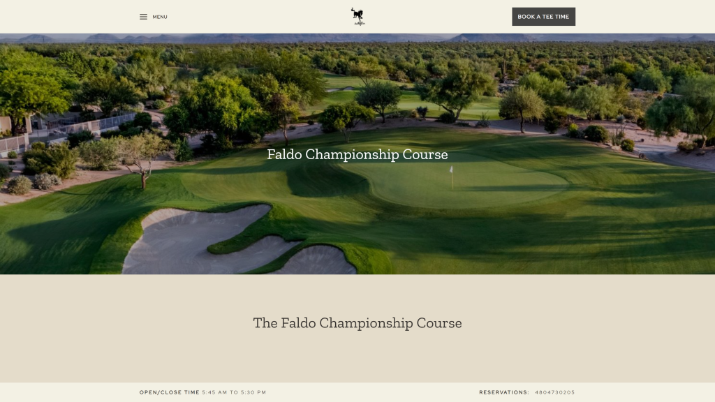 screenshot of the Wildfire Golf Club, Faldo Course best public golf courses in arizona homepage