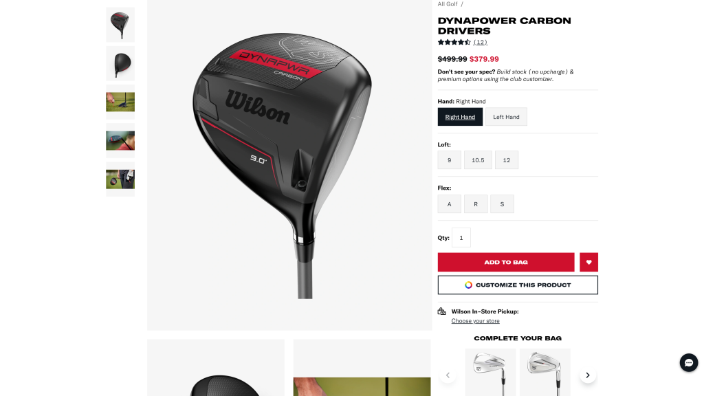 screenshot of the Wilson Dynapower Carbon Driver  best golf driver for mid handicappers homepage