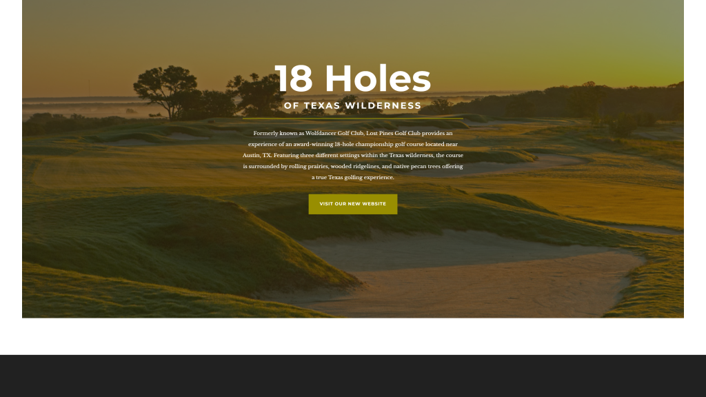 screenshot of the wolfdancer golf club homepage