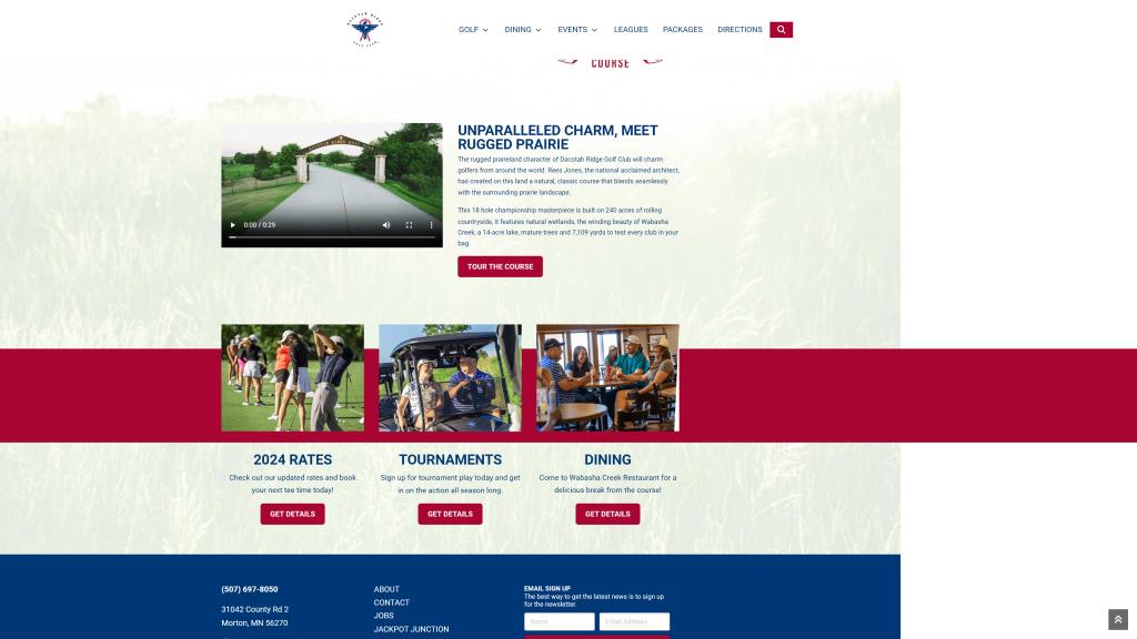 screenshot of the Dacotah Ridge homepage