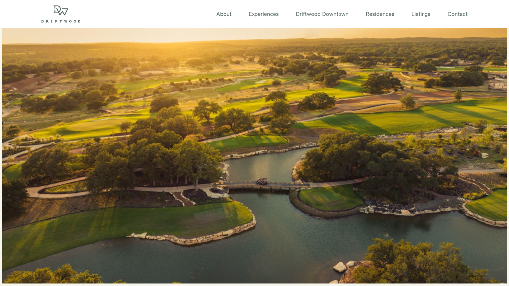 screenshot of the Driftwood Golf Club best golf courses in texas homepage