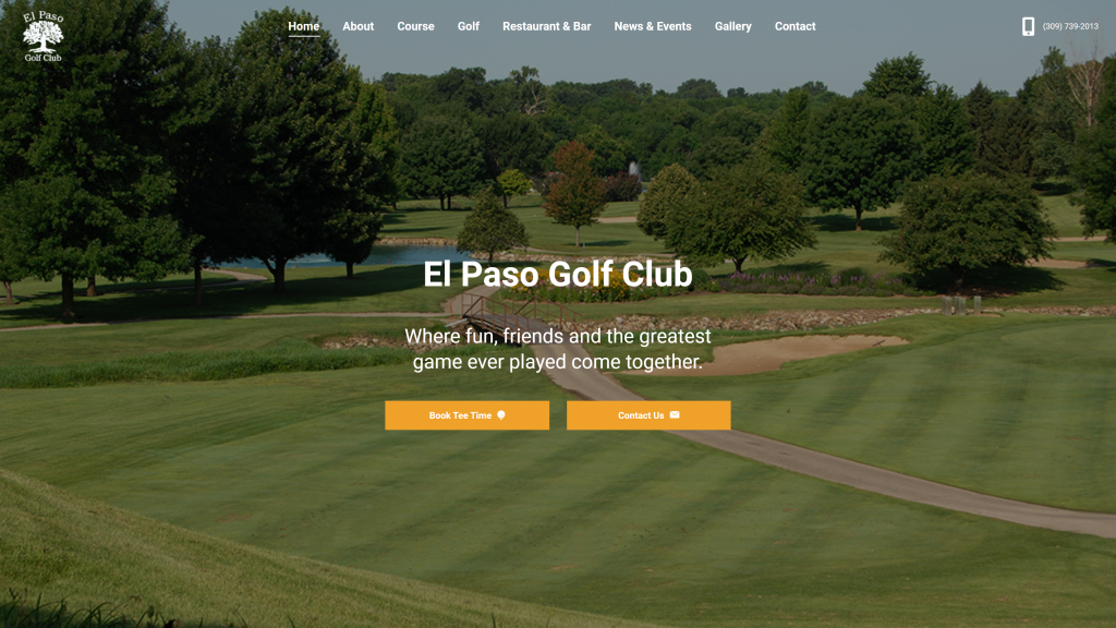 screenshot of the El Paso Golf Club homepage