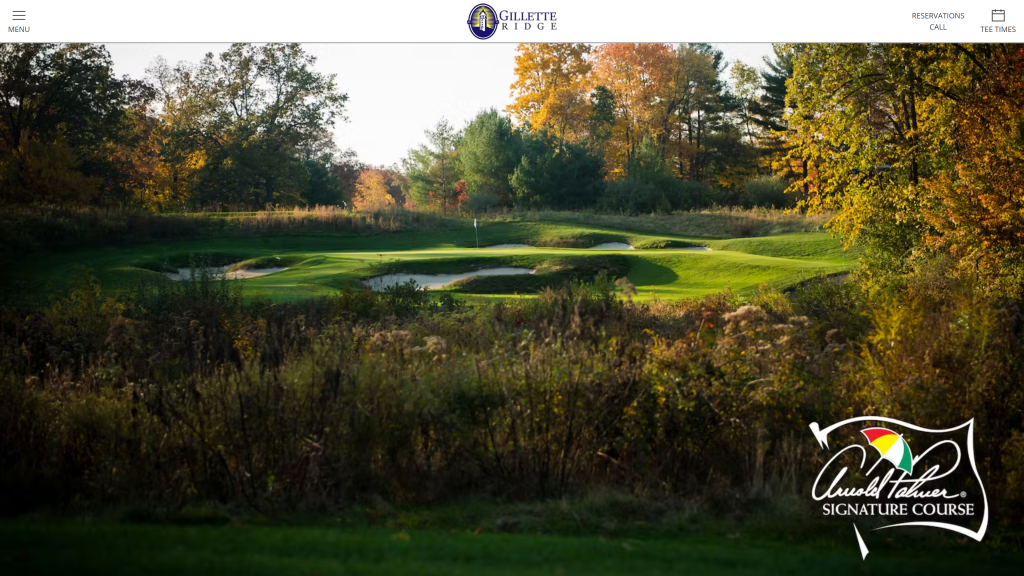 screenshot of the Gillette Ridge Golf Club homepage