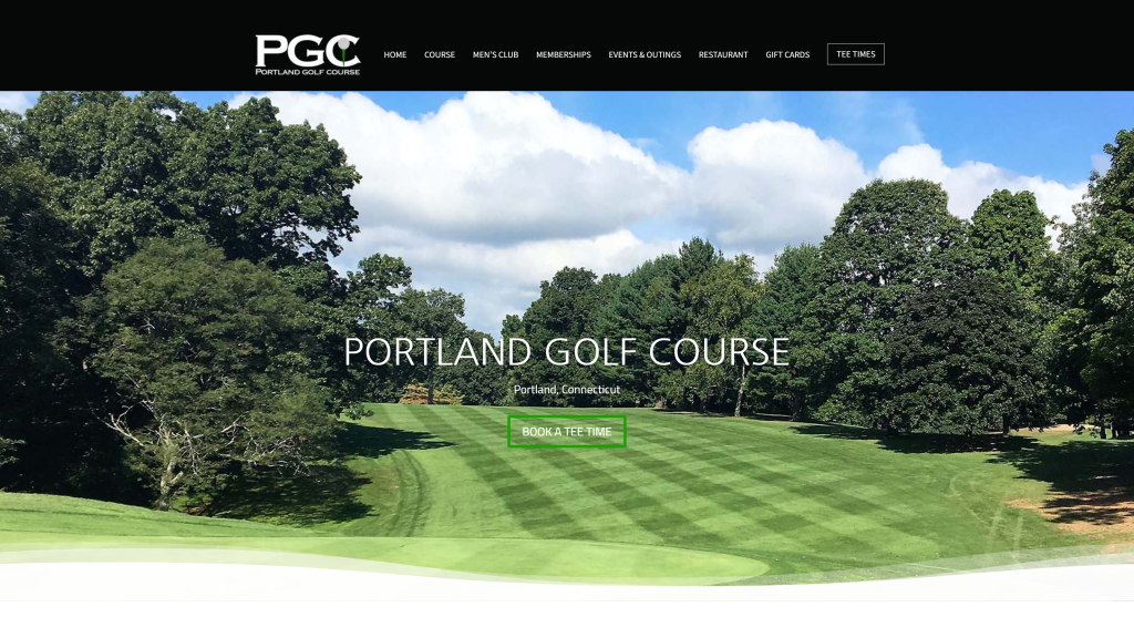 screenshot of the Portland Golf Course homepage