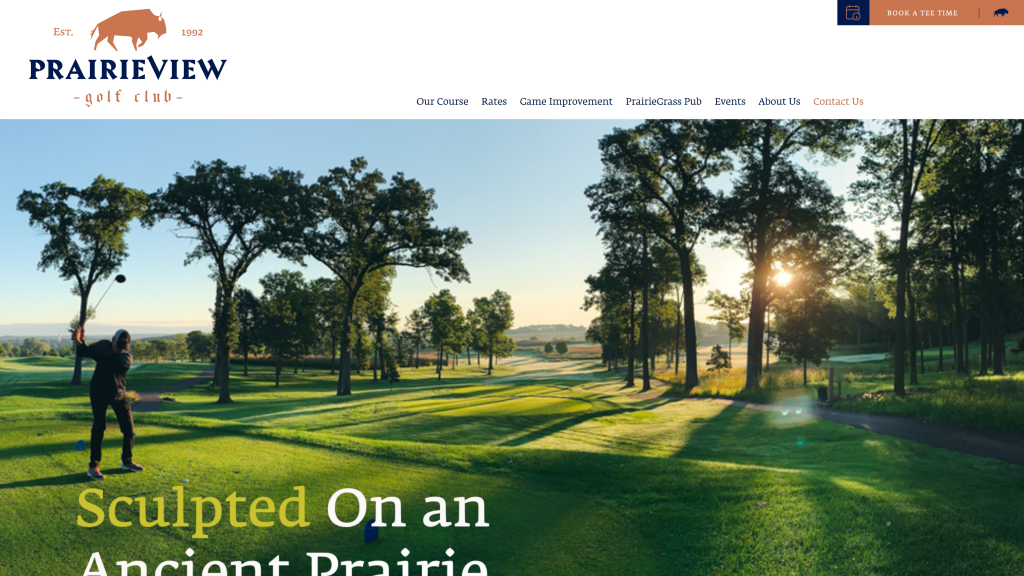 screenshot of the Prairie View Golf Club best public golf course in illnois homepage