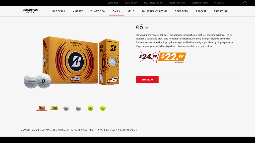 screenshot of the Bridgestone e6 homepage