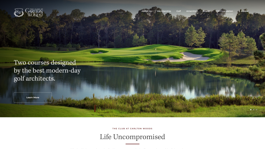 screenshot of the The Club at Carlton Woods Nicklaus Course homepage