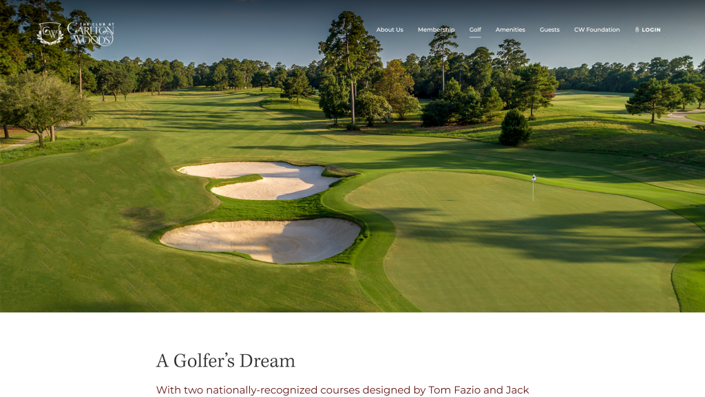 screenshot of the The Club at Carlton Woods Fazio Course homepage