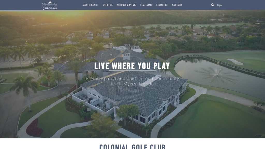 screenshot of the Colonial Country Club homepage