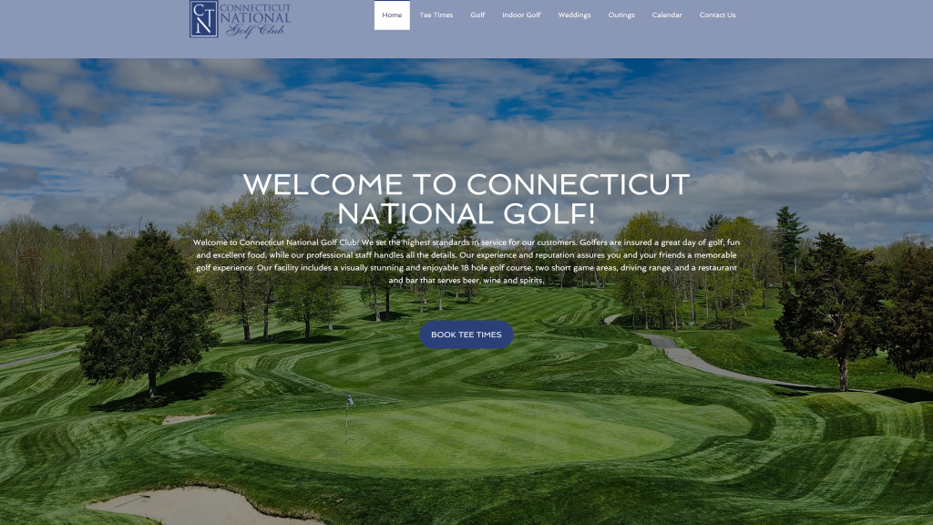 screenshot of the Connecticut National Golf Club homepage