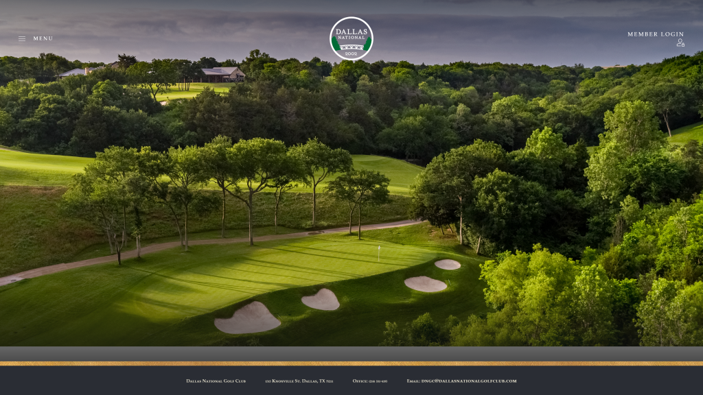 screenshot of the Dallas National Golf Club homepage