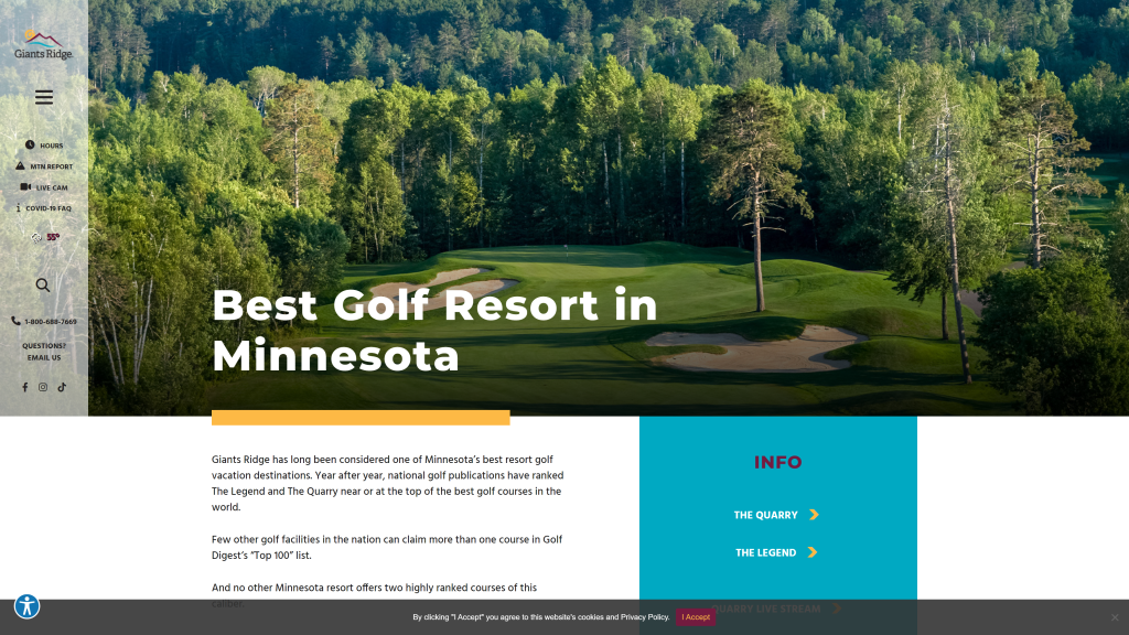 screenshot of the Giants Ridge (Quarry) nicest golf courses in minnesota homepage