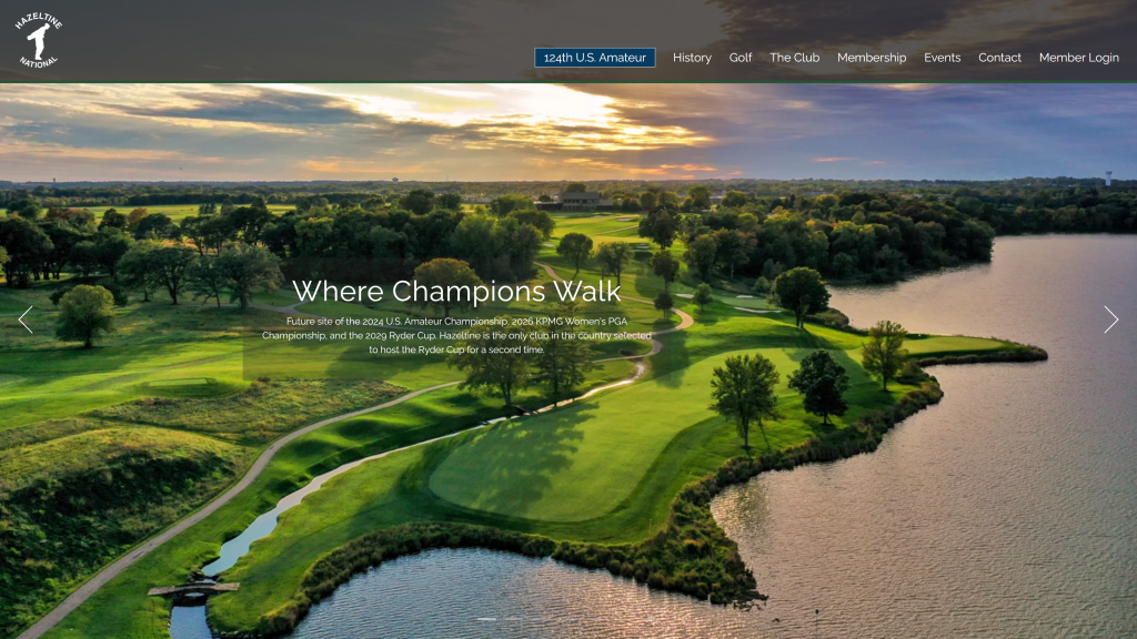 screenshot of the Hazeltine National Golf Club homepage