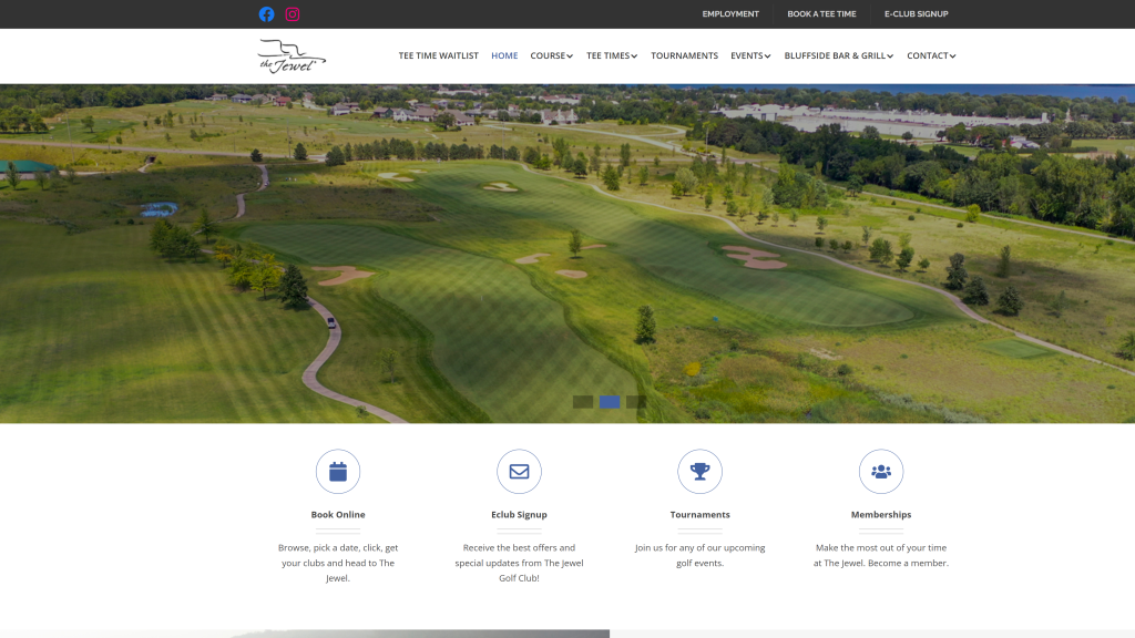 screenshot of the The Jewel Golf Club homepage