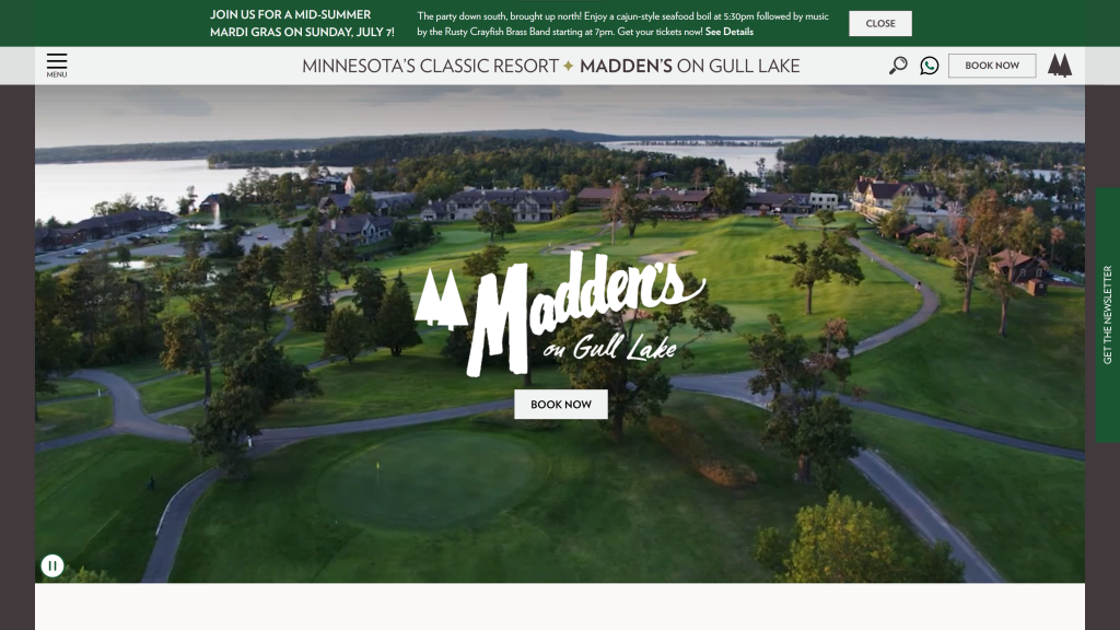 screenshot of the Madden’s on Gull Lake (Classic) nicest golf courses in minnesota homepage