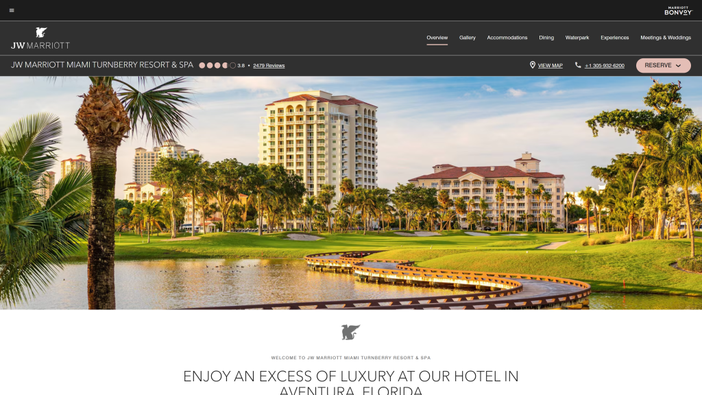 screenshot of the The Soffer Course, JW Marriott Miami Turnberry Resort & Spa homepage