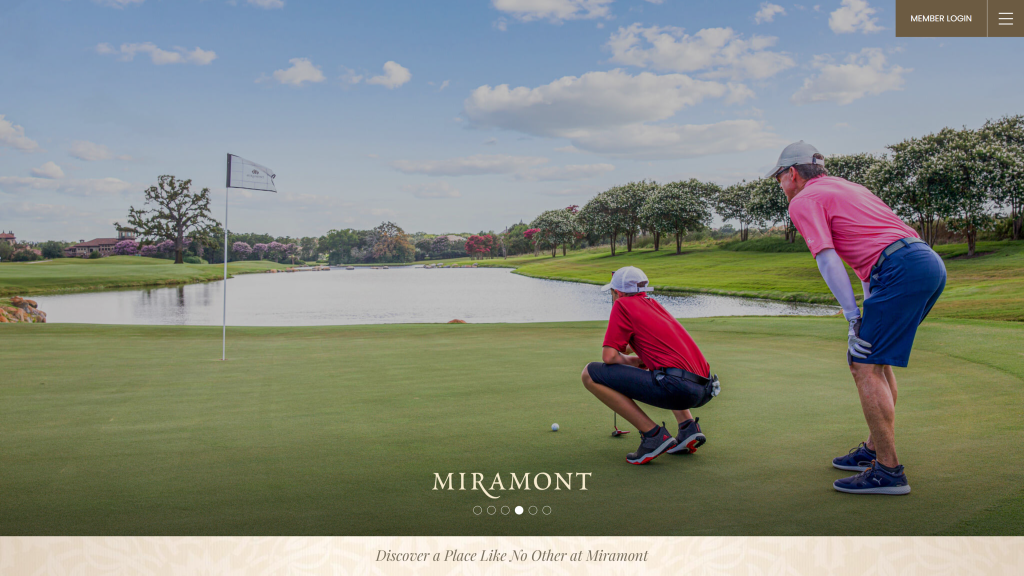 screenshot of the Miramont Country Club homepage