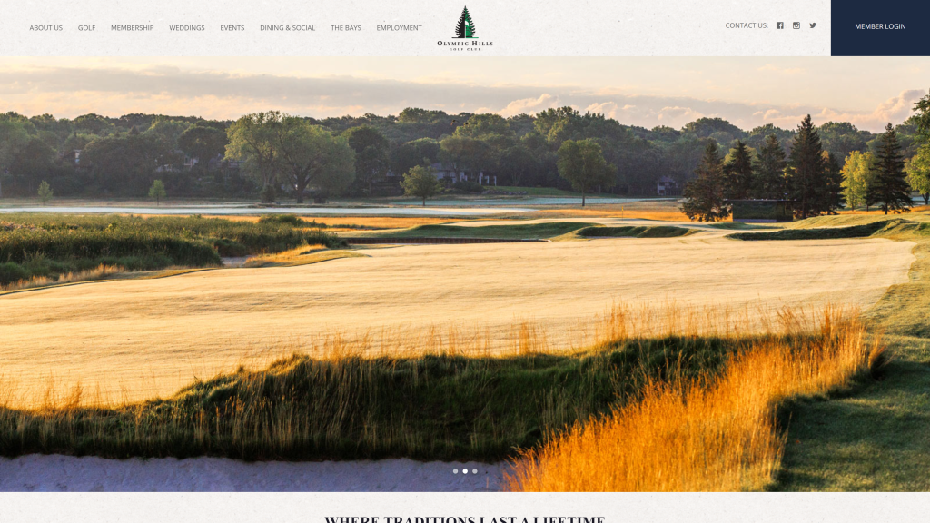screenshot of the Olympic Hills Golf Club homepage
