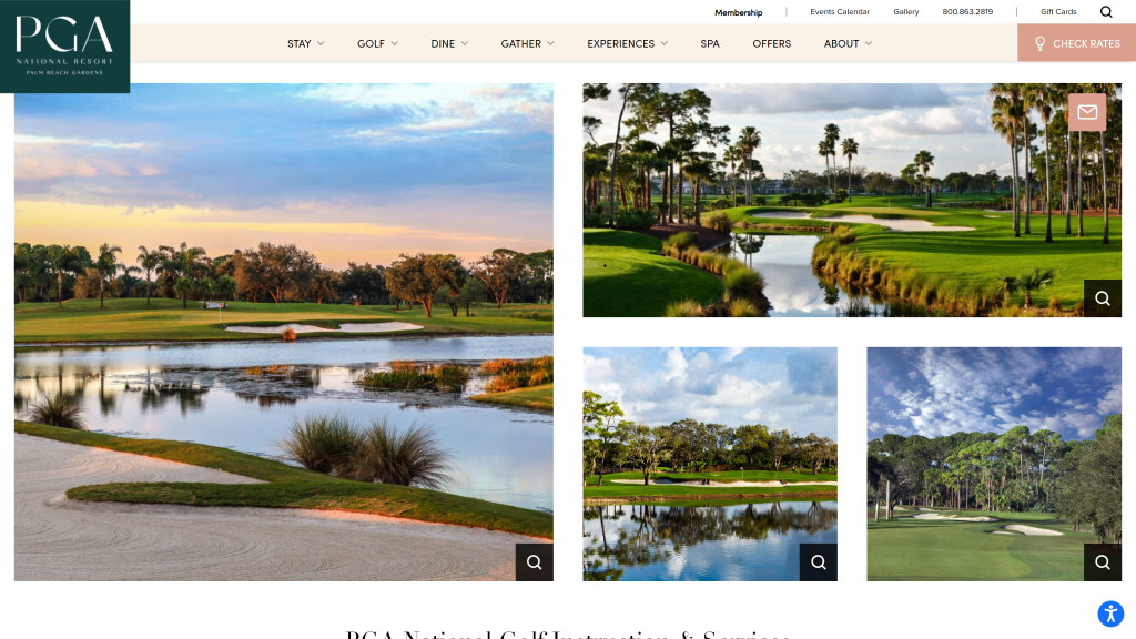screenshot of the PGA National Resort & Spa: Champion best golf courses in florida homepage