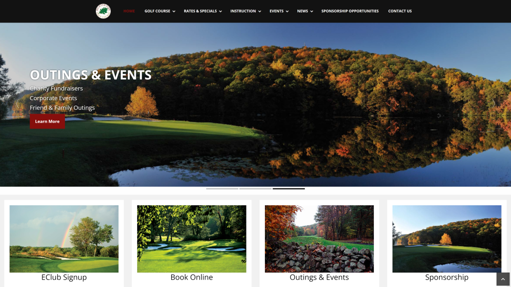 screenshot of the Richter Park Golf Course public golf courses in connecticut homepage