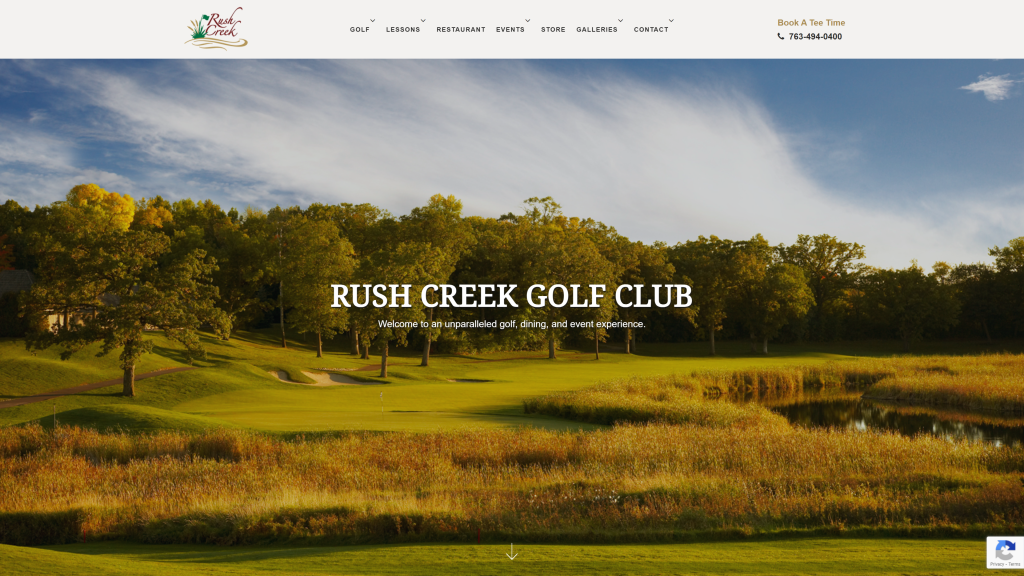 screenshot of the Rush Creek Golf Club homepage