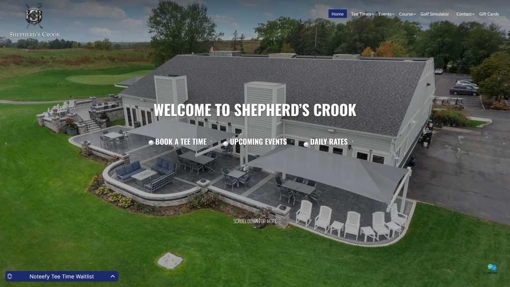 screenshot of the Shepherd’s Crook Golf Course best public golf courses in illnois homepage