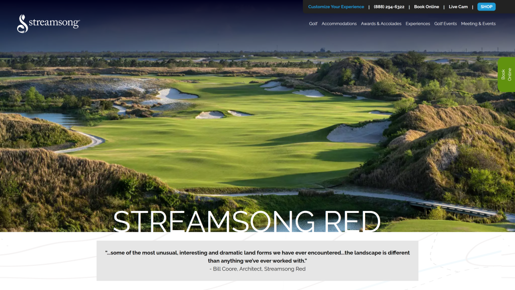 screenshot of the Streamsong-Red best golf courses in florida homepage