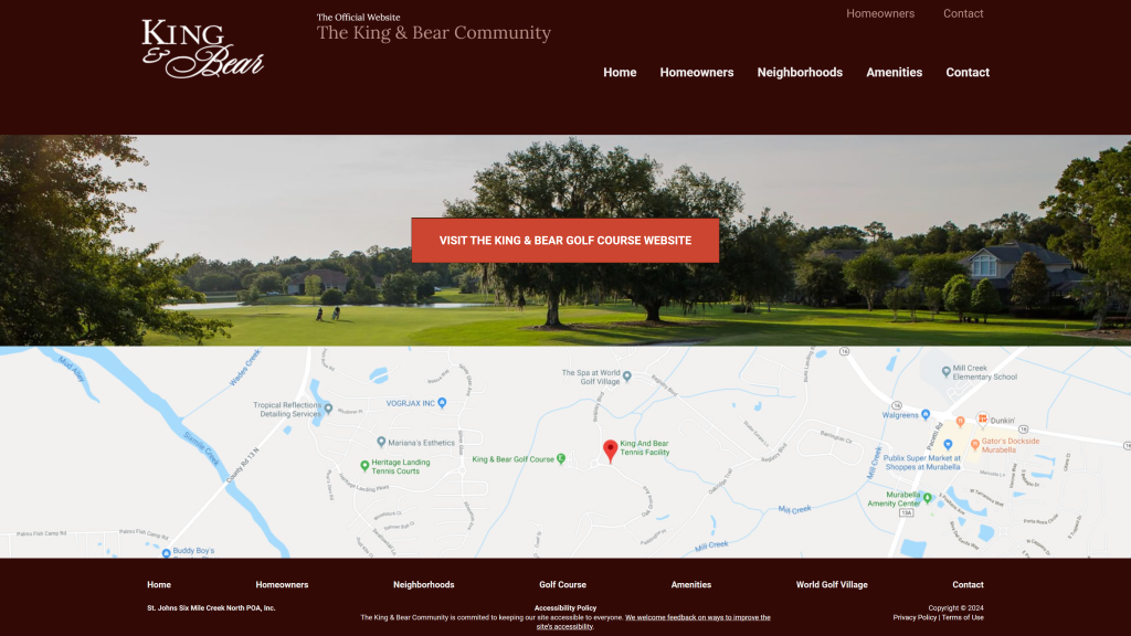 screenshot of the King & Bear Course best golf courses in florida homepage