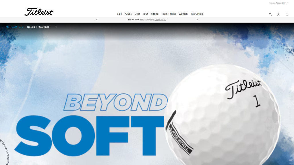 screenshot of the Titleist Tour Soft Golf Ball homepage