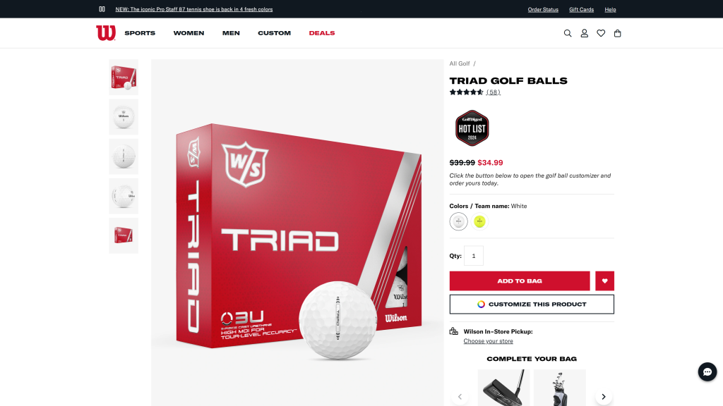 screenshot of the Wilson Triad homepage