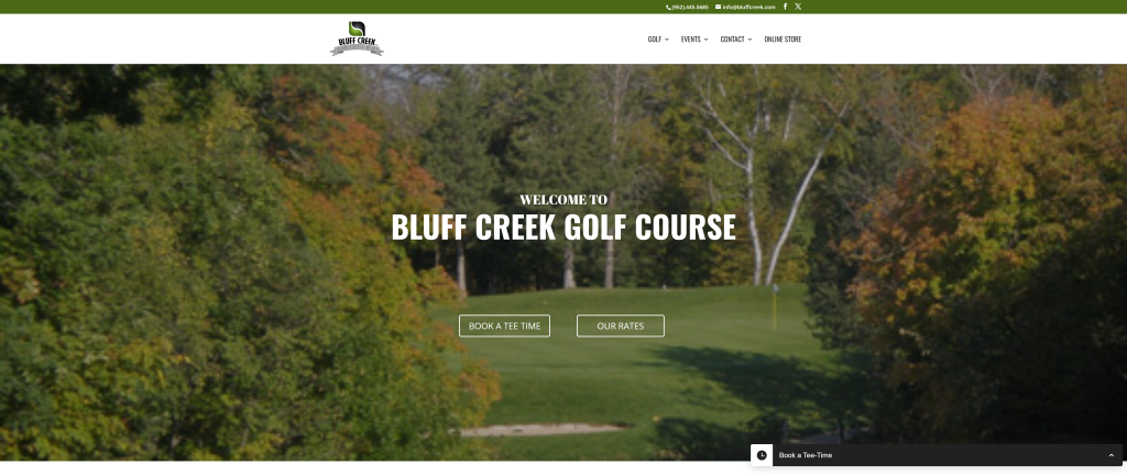 screenshot of the Bluff Creek Golf Course best golf course in minneapolis homepage