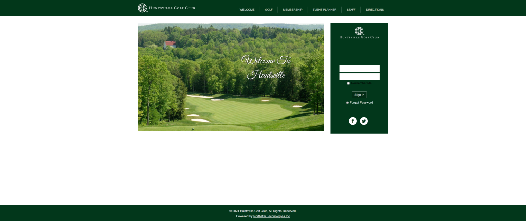 screenshot of the Huntsville Golf Club homepage