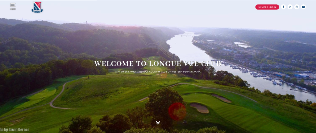 screenshot of the Longue Vue Club pennsylvania golf courses homepage