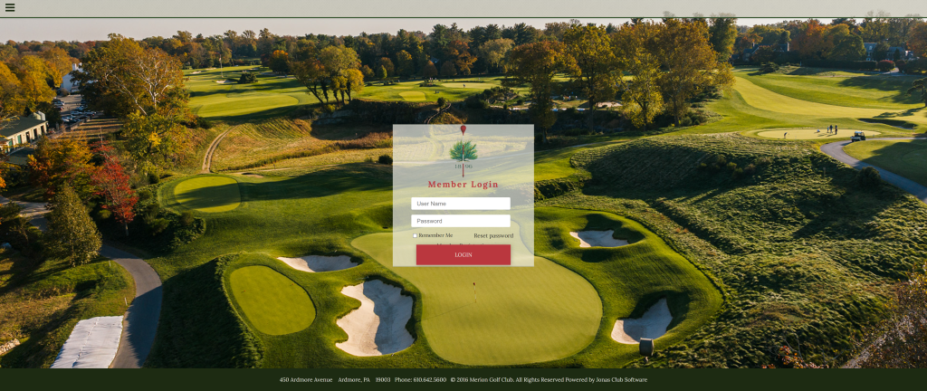 screenshot of the Merion Golf Club: East pennsylvania golf courses homepage