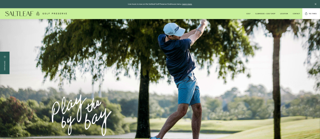 screenshot of the Saltleaf Golf Preserve best public golf courses in florida homepage