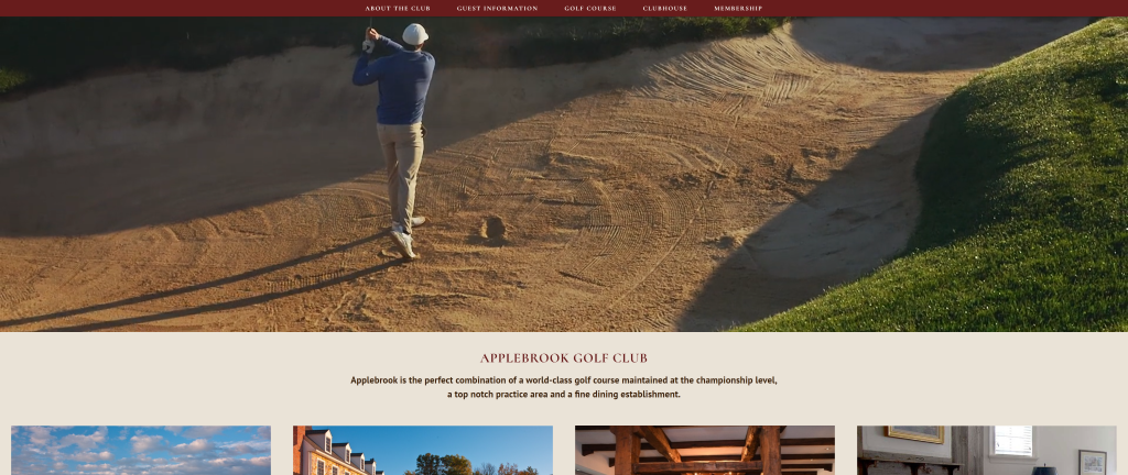 screemshot of the Applebrook Golf Club homepage