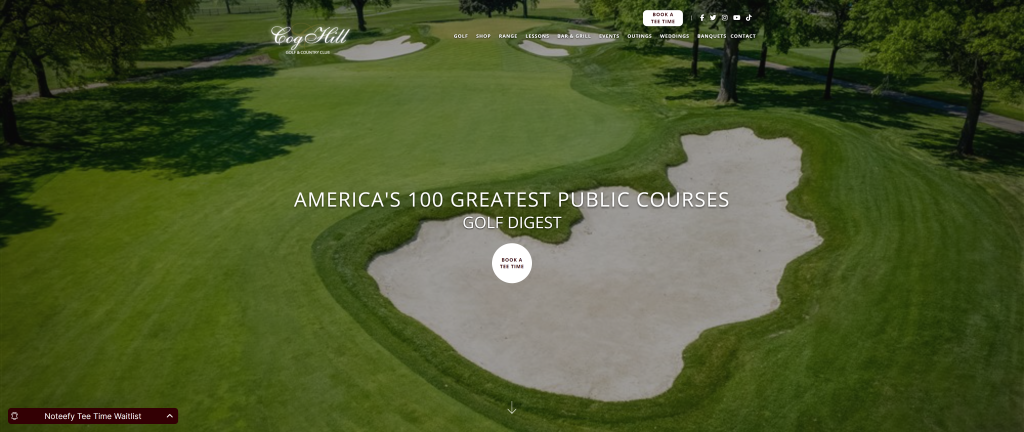 screenshot of the Cog Hill Golf and Country Club homepage