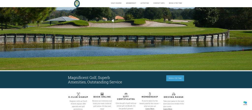 screenshot of the Deer Island Country Club homepage