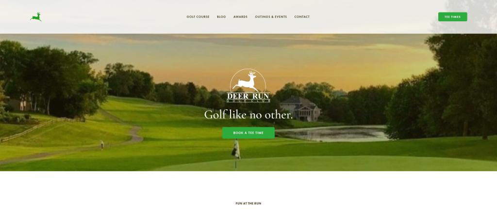 screenshot of the Deer Run Golf Club homepage