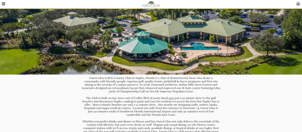 screenshot of the Forest Glen Golf and Country Club best public golf courses in florida homepage