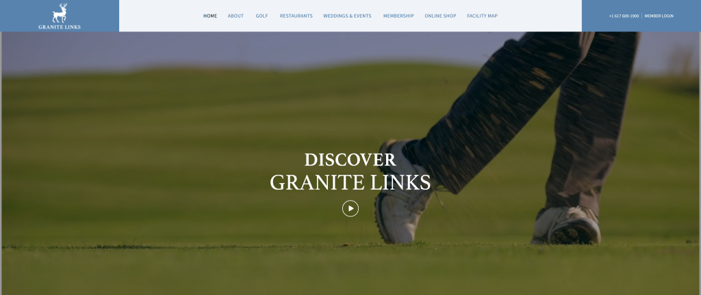 screenshot of the Granite Links Golf Club best public golf courses in massachusetts homepage